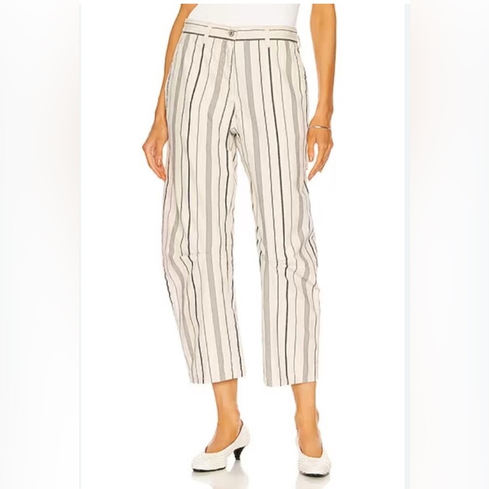 Nili Lotan Carpenter Pants in Dark Blue Stripe and Ivory, Size: 00